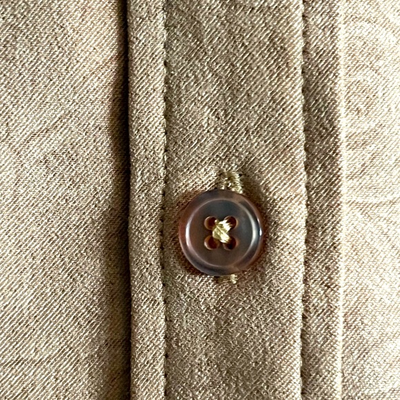 Denim&Co. camel color patterned faux suede button down shirt - Picture 5 of 8